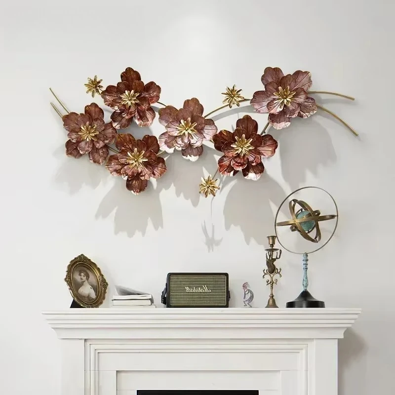 Nordic 3D Flower Sofa Background Wall Decoration Handmade Iron Wall Decoration Hanging Aesthetic Room Decor