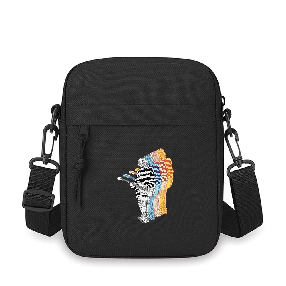 

Guitarist with striped shirt drawing Men Crossbody Bag Single Shoulder Women Cartoon Anime Film Printing Design Unisex