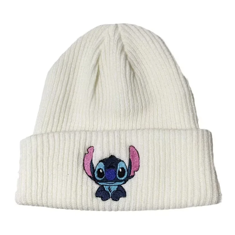 Disney Stitch Warm Knit Hat Cartoon Kids Embroidered Wool Hat Elastic Knit Hat Outdoor Cold-proof Warm Boys Girls Christmas Gift