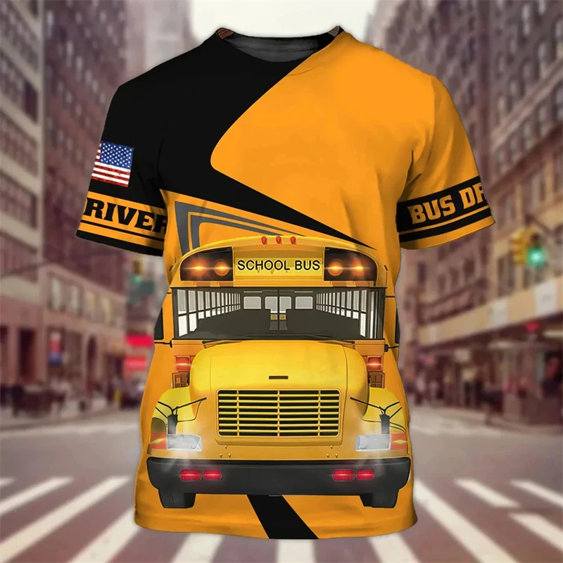 School Bus Driver Men's T-shirt 3D Print Casual Uniform Homme Summer O Neck Short Sleeve Oversized Unisex Harajuku Clothing 4XL