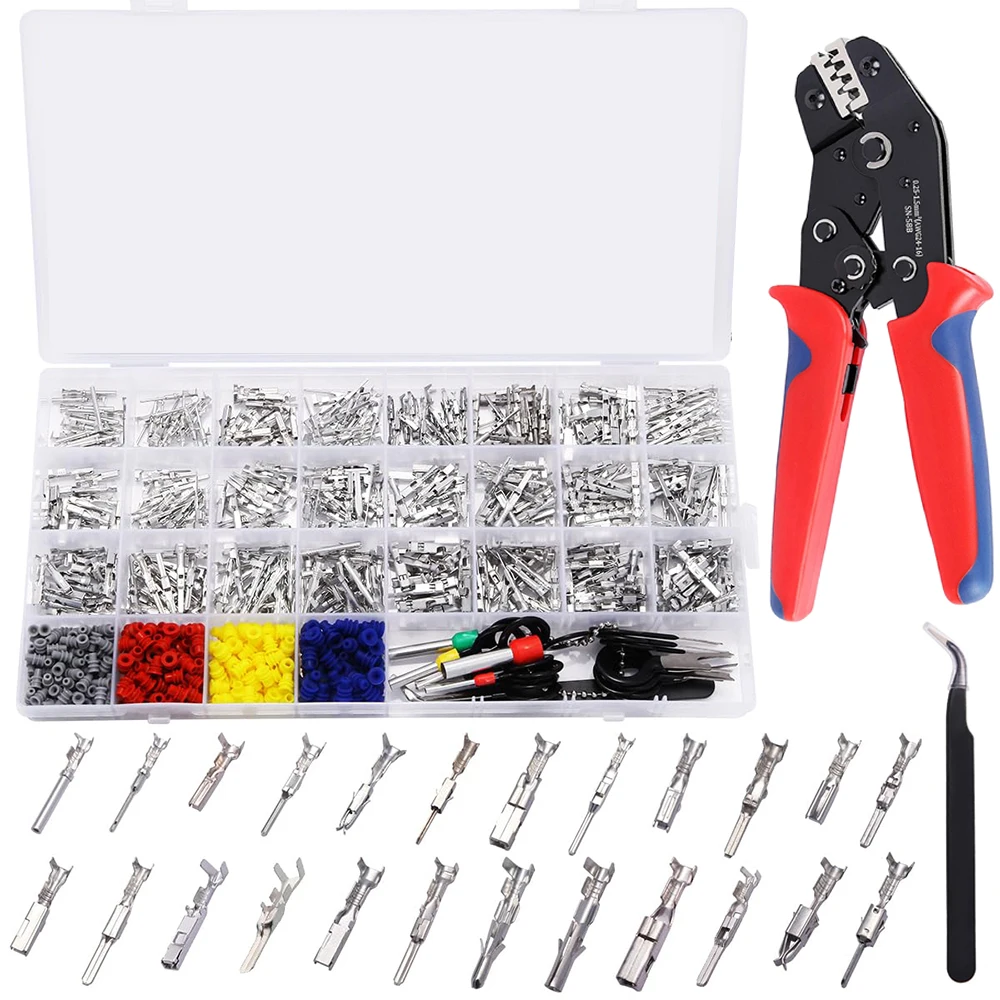459Pcs 24types Automotive Pin Connectors Kit, Male&Female Wire Crimp Pins, Non Insulated Wire Terminal Pin car electric pins