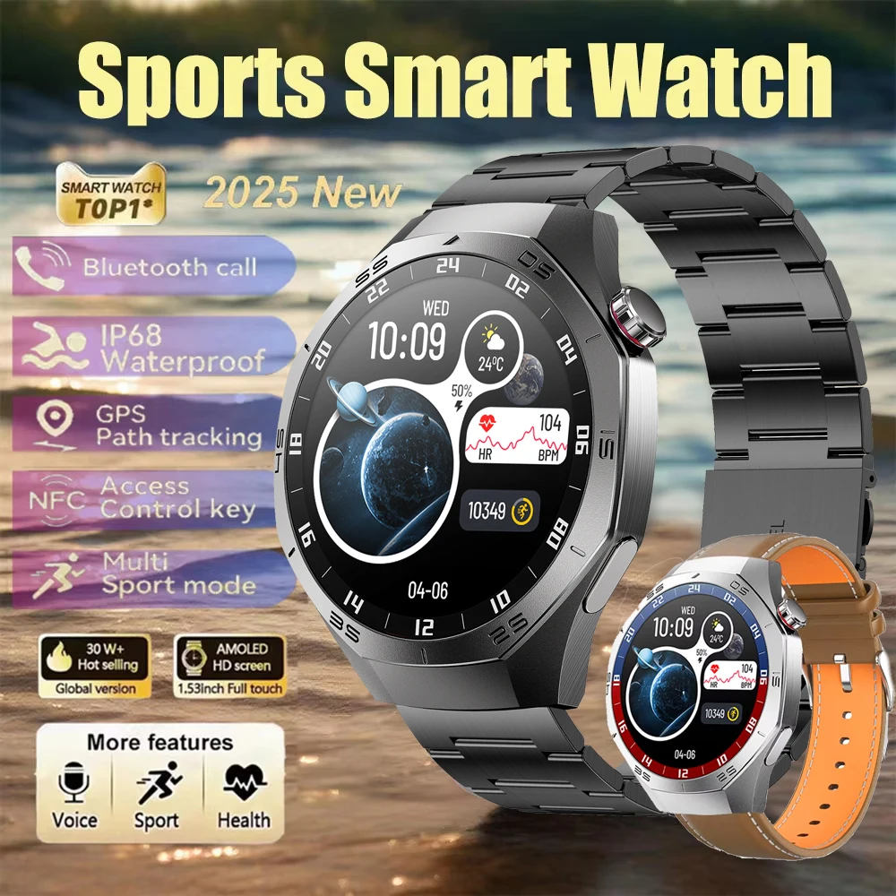 

2025 Original New S5 Smart Watch Men HD AMOLED Screen NFC GPS Motion trajectory HeartRate Bluetooth Call 1.52" SmartWatch IP68