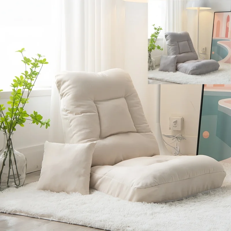 

Lazy Sofa Tatami, Bedroom Fabric Sofa -Living Room Balcony Folding Adjustable Single Sofa Floor Backrest Chair -Built-InPP Cotto