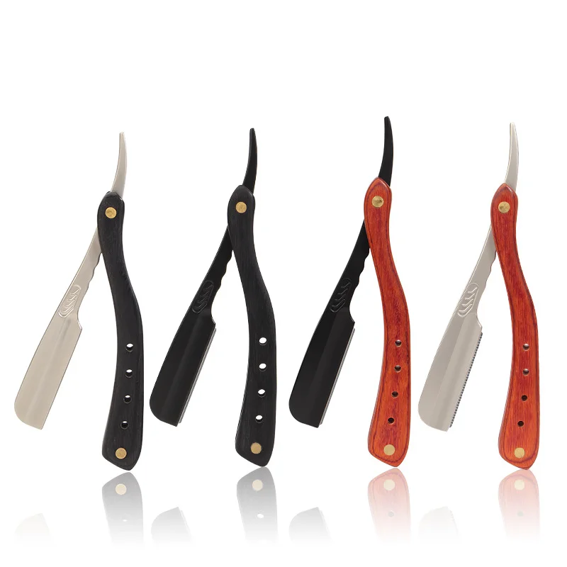 1 шт., профессиональная ручная бритва с прямыми краями из нержавеющей стали, острое парикмахерское лезвие, бритва, складной резак для бритья бороды с лезвием