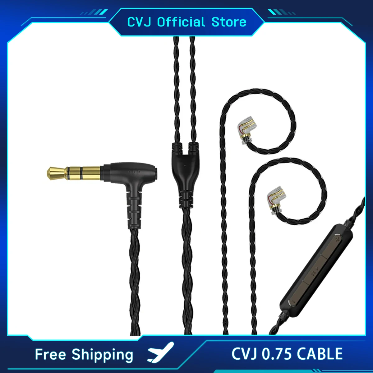 CVJ Earphone Cable 0.75mm IEM Earbuds Cords MMCX 4 Cores 2 Pin Audio Devices In Ear Heaset Wire For TRN