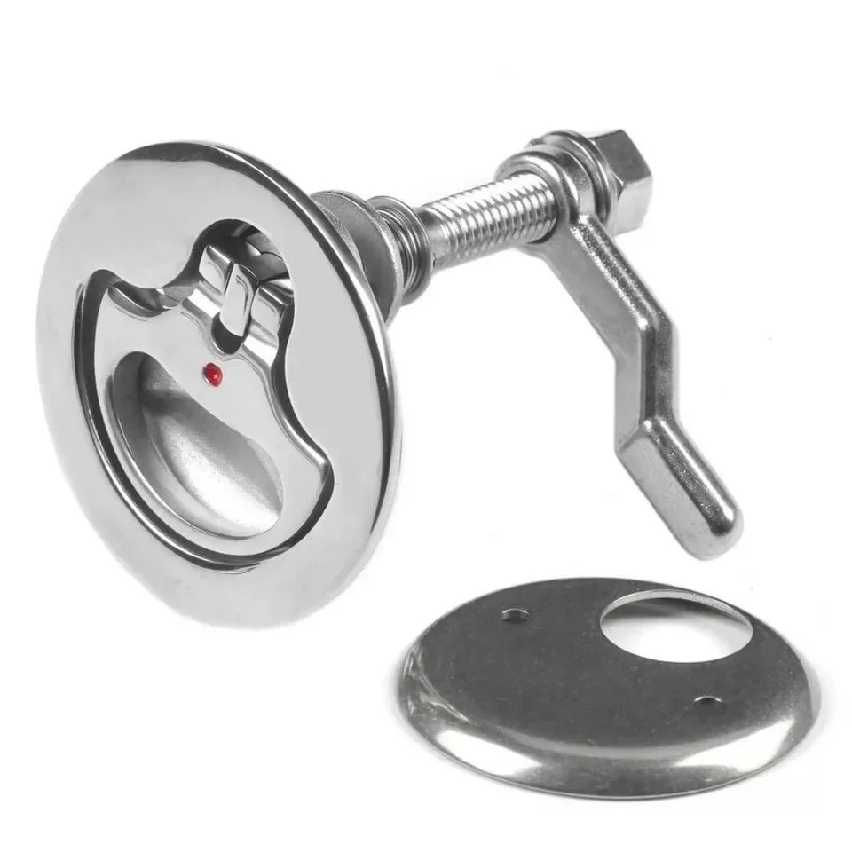 Polished Marine Boat Cam Latch 316 Stainless Steel Hatch Pull W/ Turning Lock Lift Handle Boat Parts Accessories