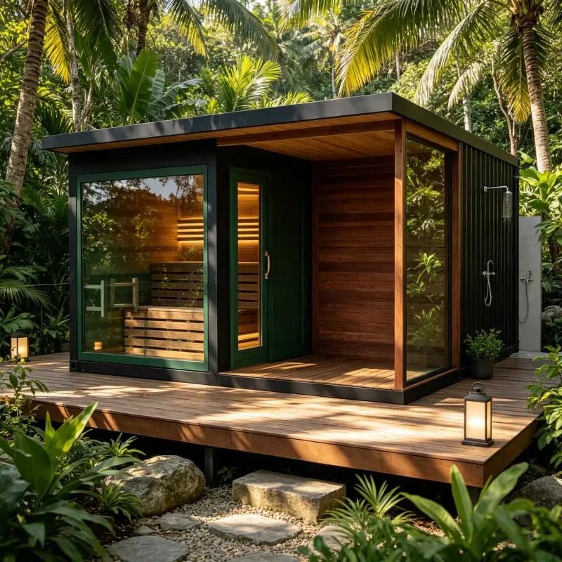 Luxury Wooden Sauna Room Customized Size Indoor Spa Steam Bath Cabin Wellness Relaxation