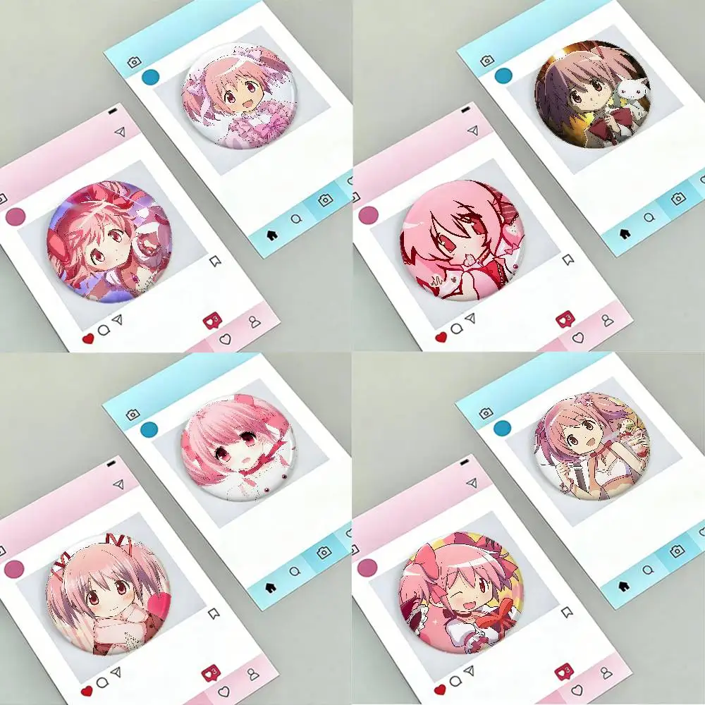 P-Puella Magi M-Madoka Magica Premium Tinplate Round Lapel Pins Cute Badge Brooches For Shoulder Bag Accessories, Souvenir Gifts