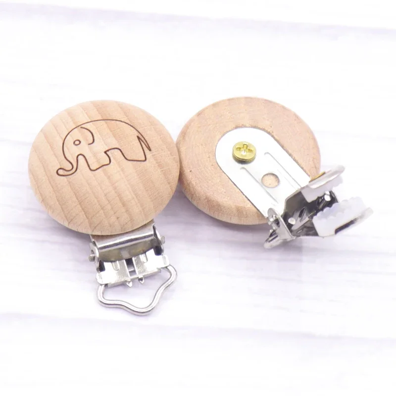 5pcs Baby Pacifier Clip Wooden Teether Panda BPA Free Beech Soother Clasp Wooden Blank Nipple Holder Childen\'S Goods