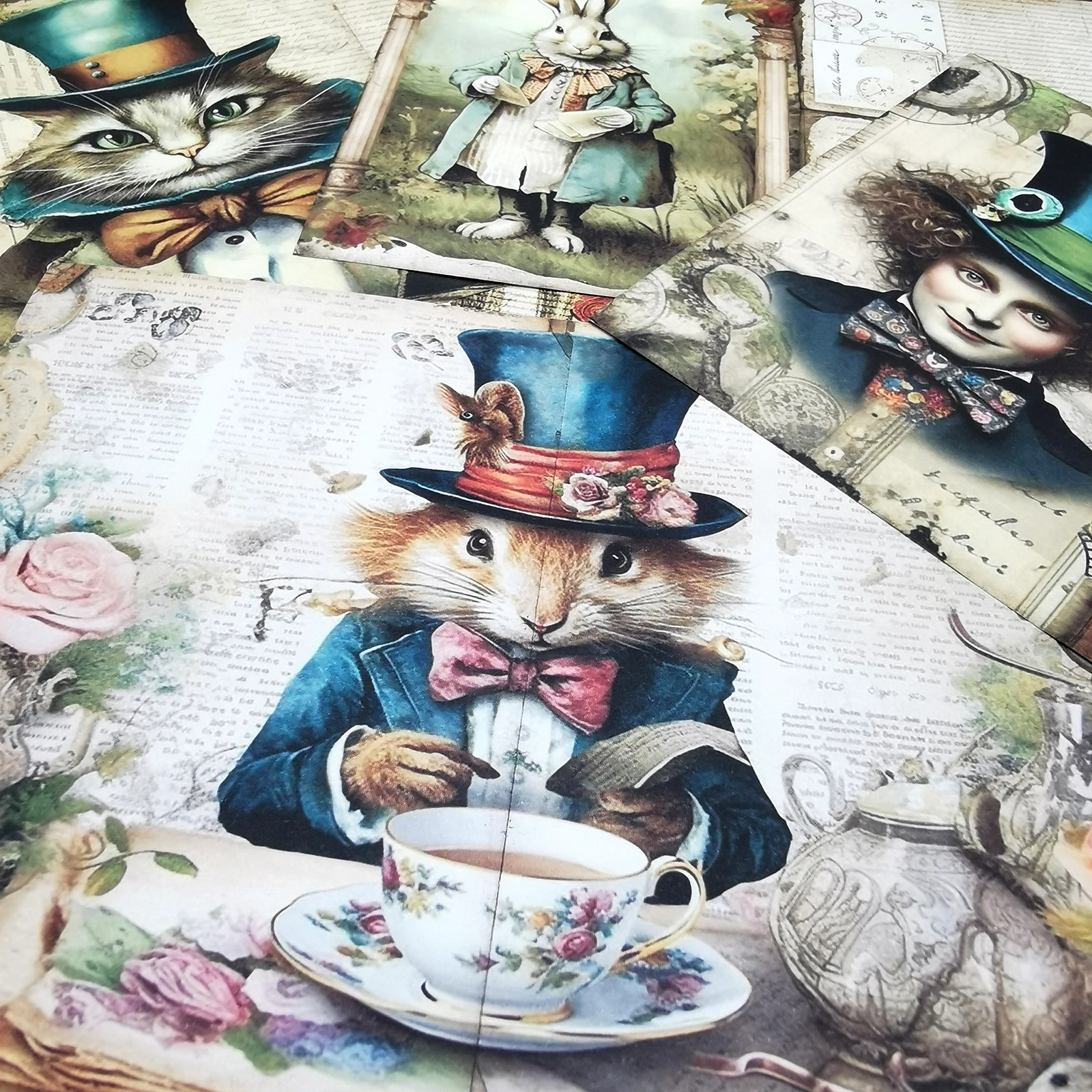 Viguscraft 20Sheets A5 Size Fairy Tale Friends Drink Tea And Play Poker Junk Diary Magazine Scrapbooking