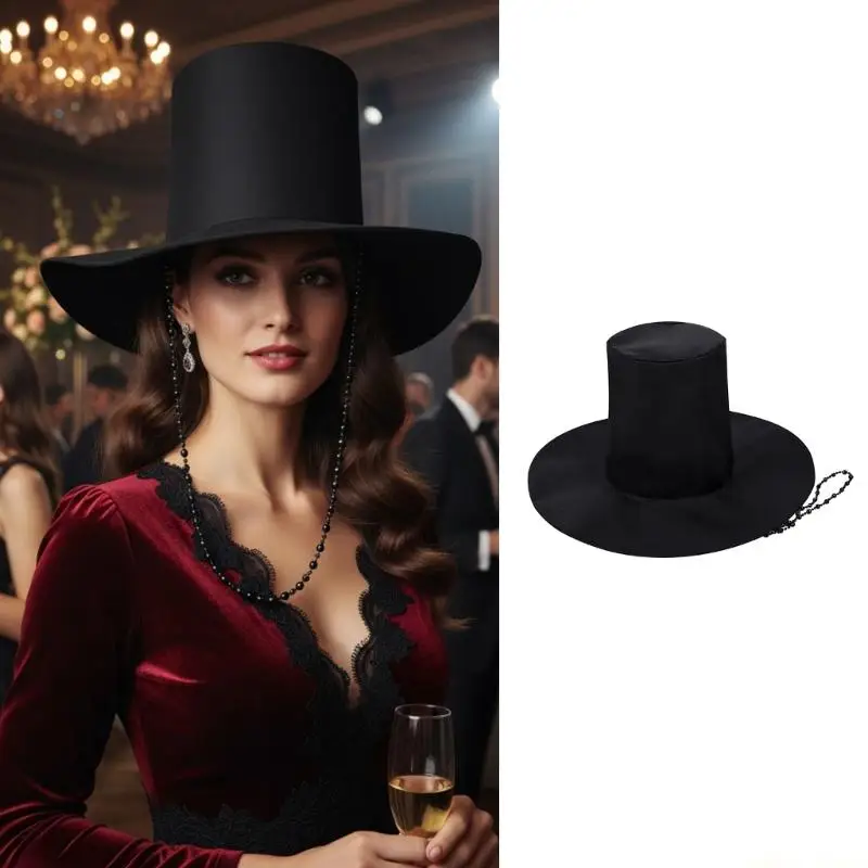 

31BF Elegant Black Derby Hat For Men And Women Breathable Fabric Lightweight Design Perfect For Prom Event And Daily Wear