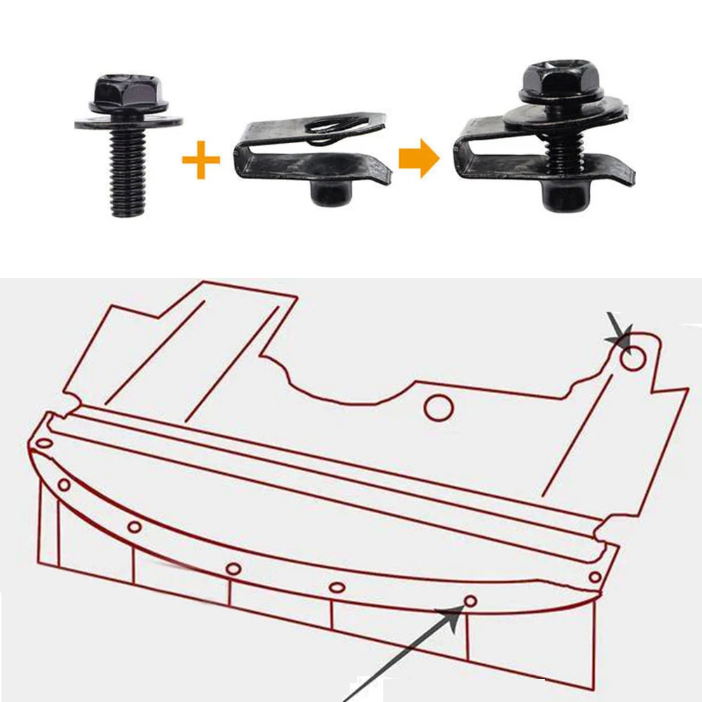 Car Body Bolts & U-nut Clips M6 Engine Under Cover Splash Shield Guard For Nissan QASHQAI Rogue Sport Juke Almera Leaf Frontier