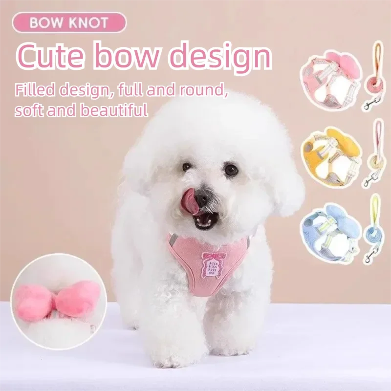 

Dog Leash Vest Harness Bow Tie Pet Strap Reflective Adjustable Padded Small Medium Large Dogs Walking Running Outdoor Training