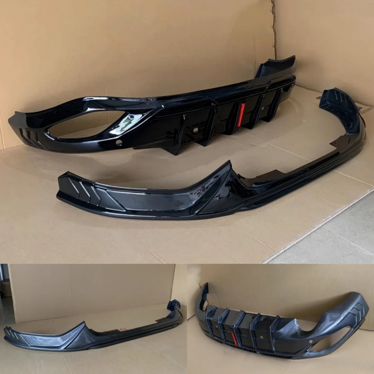 Glänzend Schwarze Frontspoilerlippe mit Lampe für Mazda CX-4 16-19 Modifiziertes Neues Design Carbon-Faser-Muster Auto-Karosserie-Kit