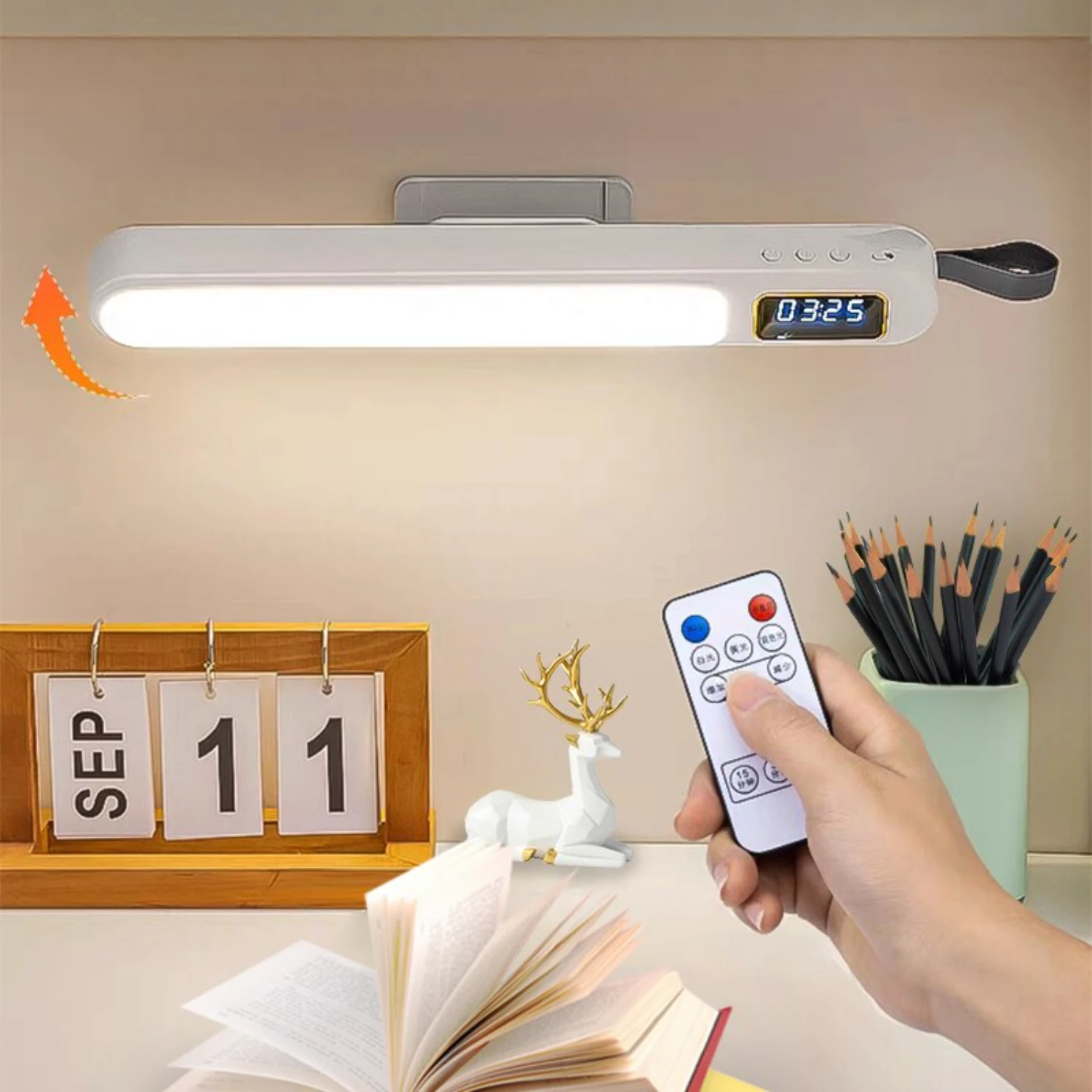 

New Elegant and energy-saving Rotatable LED Desk Lamp with Adjustable Brightness, Multi-functional Night Light, Clock, and Timin