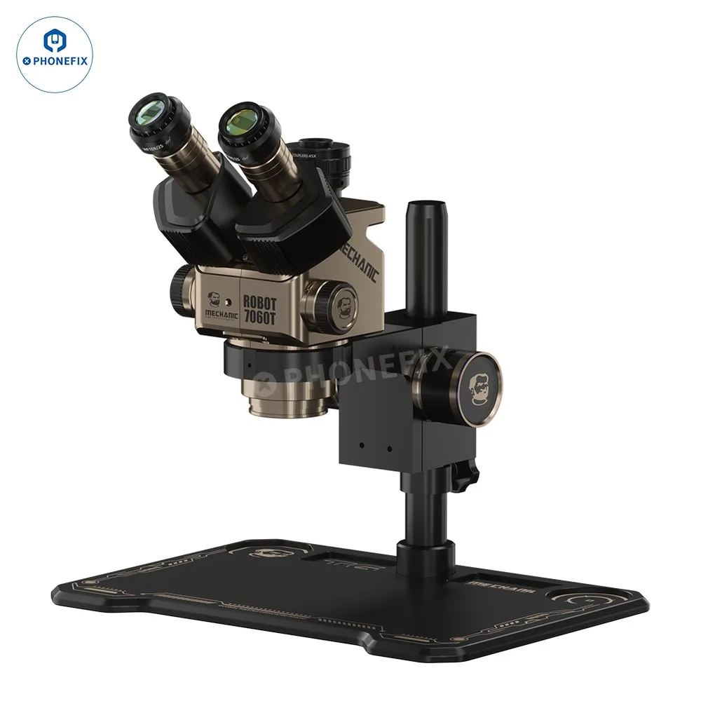 MECHANIC ROBOT 7060T Trinocular Zoom Microscope Anti-reflective Coated Lenses for Distortion-free Images Phones PCB Inspection
