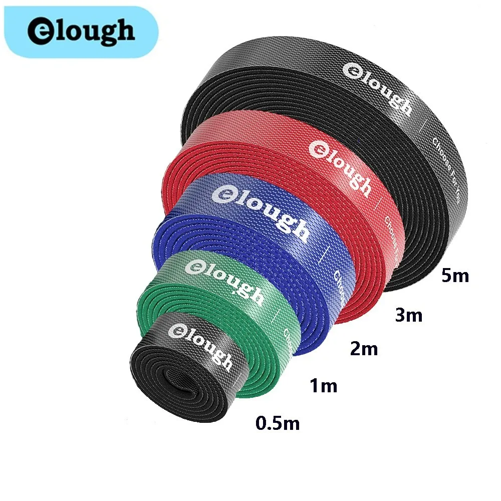 Elough 0.5M-5M 10mm Cable Organizer Winder Management Reusable Strong Cable Tie Magic Tape Mouse earphone Cord Cable Protector