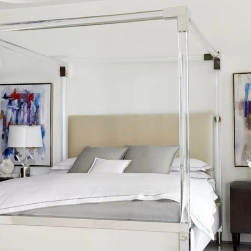 

Кровать из нержавеющей стали для отелей и вилл, прозрачная кровать, модная акриловая кровать