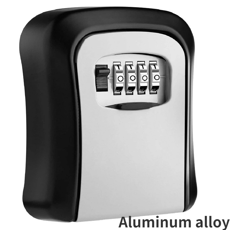 Key Lock Box Wall Mounted Key Safe Box Weatherproof 4 Digit Combination Key Storage Lock Box Indoor Outdoor Full Aluminum alloy