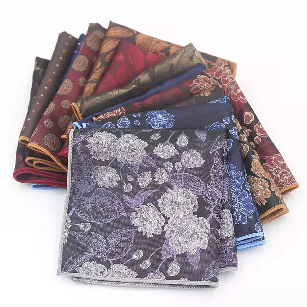 Men's Flower Fashion Suits Pocket Square For Men Business Chest Blue Dots Classic Suit Napkin Handkerchief  As Shirt  Accessory
