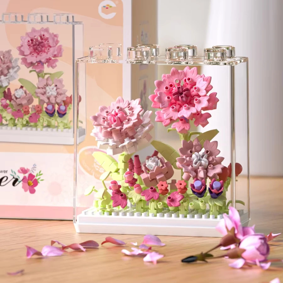 

Коробка с цветком мечты, креативные строительные блоки, серия вечных цветов, настольное украшение, букет для девочек, подарок, собранная игрушка