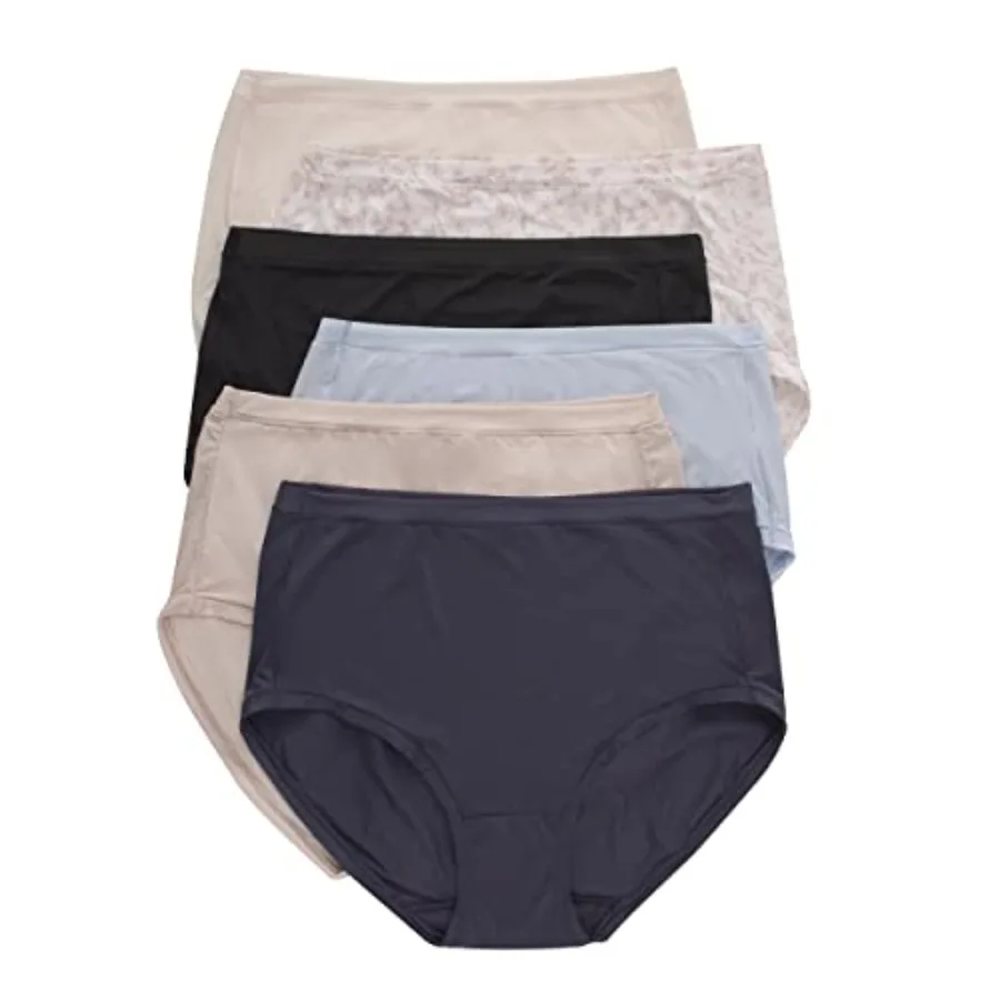 

Women's Microfiber Stretch Underwear Pack, Comfort Flex Fit Brief or Panties, 6-Pack