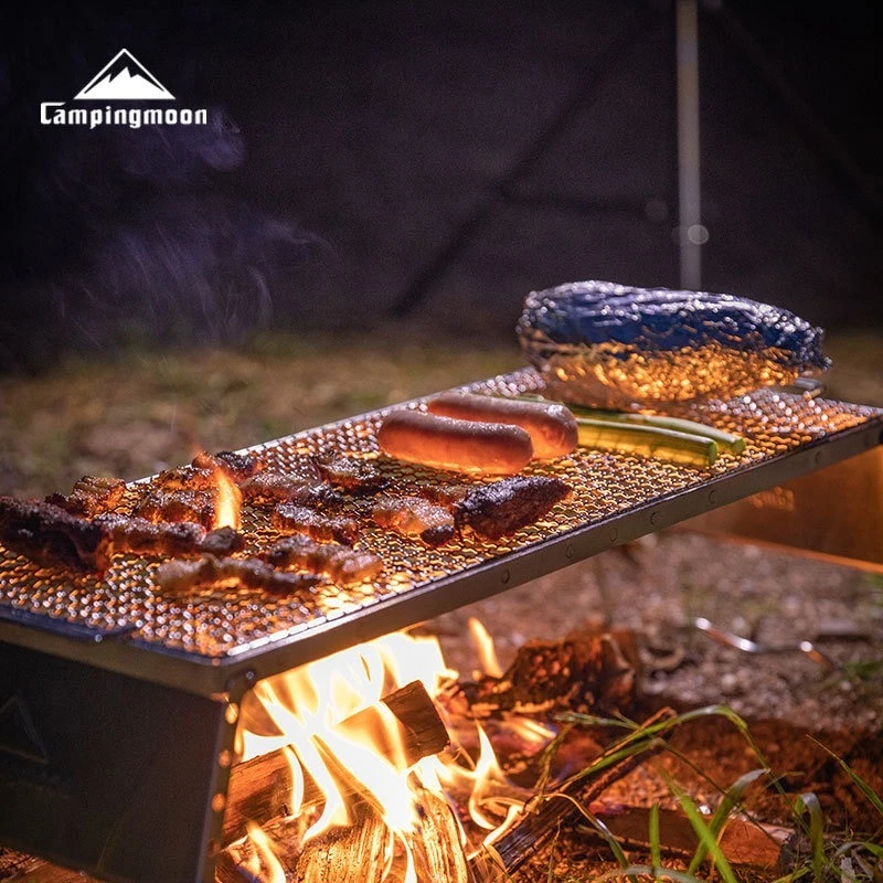 

CAMPINGMOON MS-1019-W Stainless Extended Windproof Stove Rack Spare Part Barbecue Net Rectangular Fish Meat Grilling Net