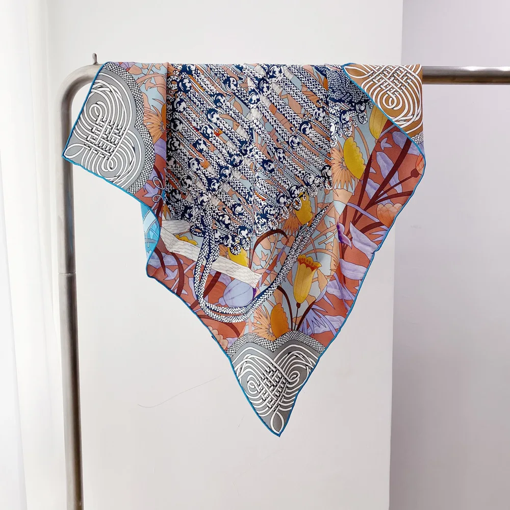 

AB Faced Silk Twill Scarf 65CM Luxury Brands Soft Shawls Women Spring Scarves Summer Handkerchief Mother Lover Gift 65CM 65CM