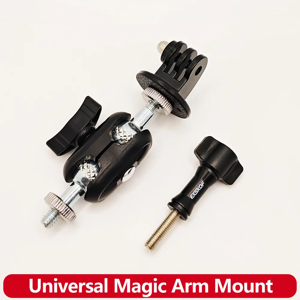 Universal Magic Arm Mount with Dual Ball Heads 1/4' Screws for GoPro Insta360 OSMO Camera Monitor LED Light Microphone Tripod