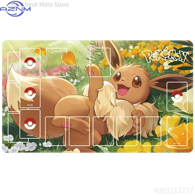 Pokemon TCG Playmat Night Mountain Star Sky Cute Cartoon Creature Card Playmat Large Desk Mat Non-Slip Lock Edge Mouse Pad