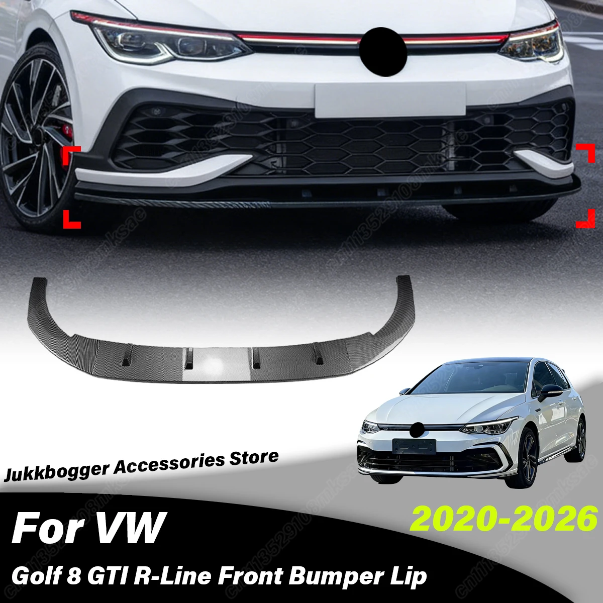 

For VolksWagen Golf MK8 Golf 8 GTI R-Line 2020 2021 2022 2023 2024 2025 2026 Maxton Style Car Front Bumper Spoiler Lip Body Kit