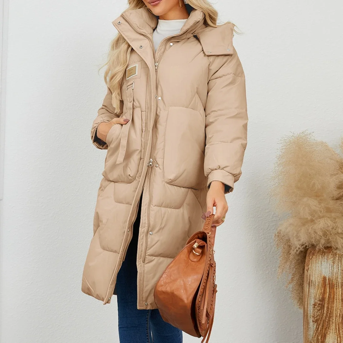 الخريف عادية فضفاضة سميكة الدافئة ملابس خارجية معطف جاكيتات أنيقة Y2k الخريف الشتاء سترة المرأة معاطف طويلة معطف مقنع #1