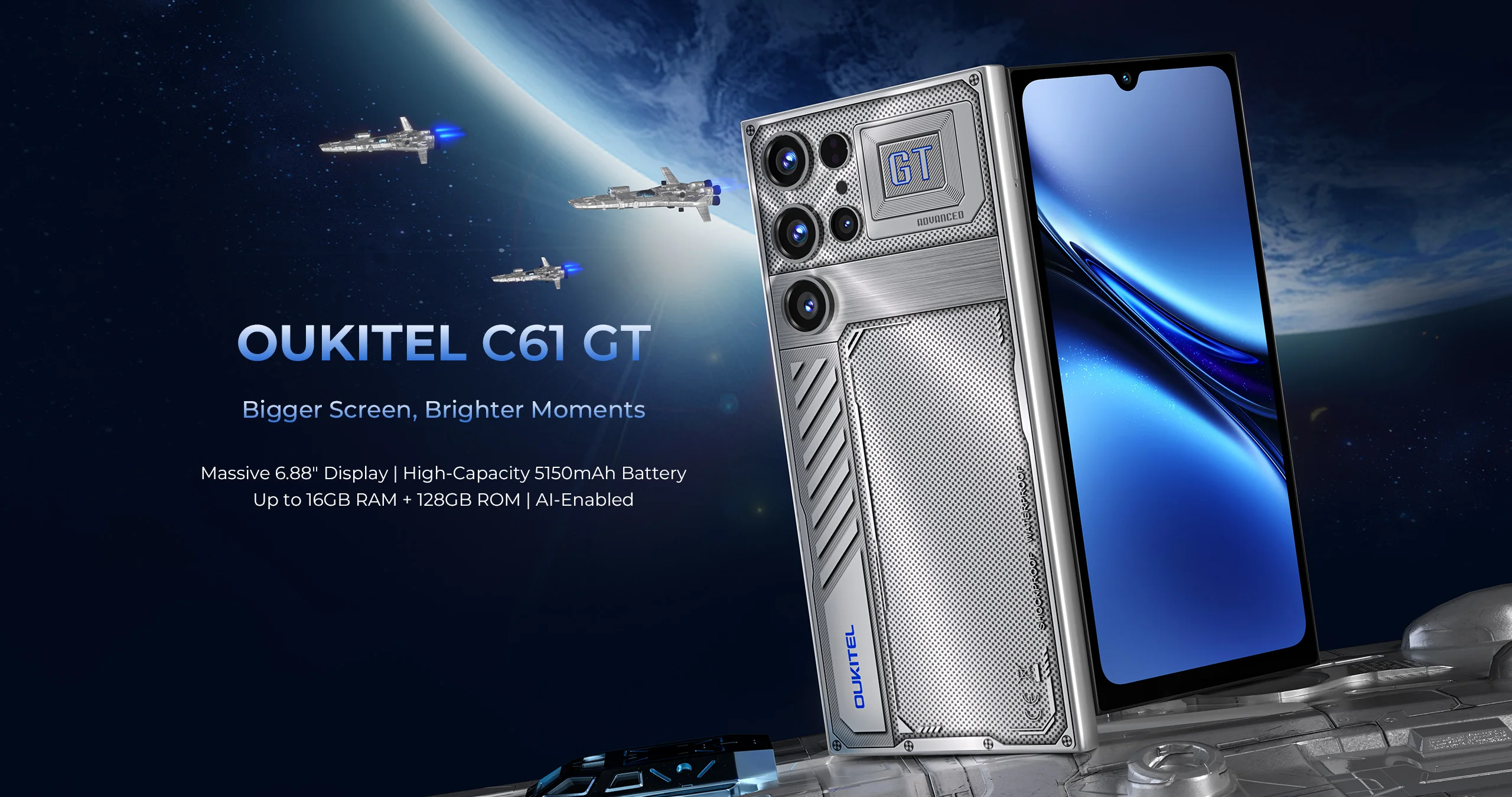 2026 NEW OUKITEL C61 GT 6.88" HD+ Smartphone, 16GB(4+12)+128GB, Android 15 Cell Phone for Samsung, 90Hz, 5150mAh Battery