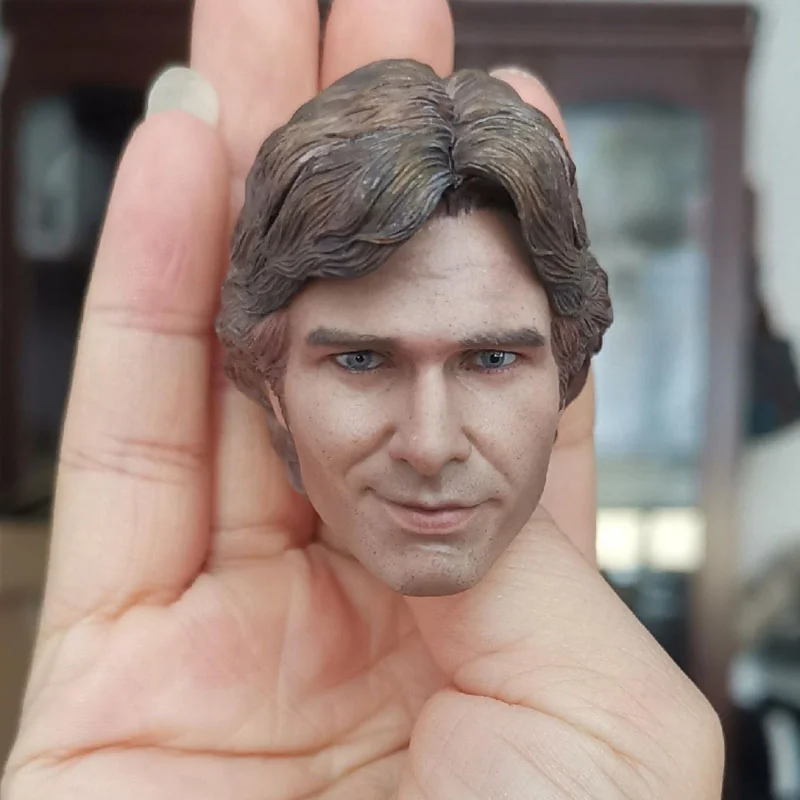 For Collection 1/6 Han Solo Head Carving Smiling Harrison Ford Head Sculpt Fit 12'' Male Action Figure Body Model