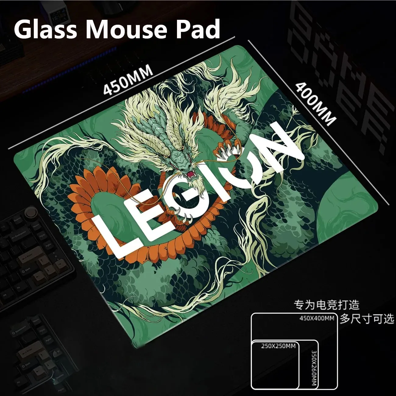 

Colorful Japanese Dragon Glass Mouse Pad Y2K Tempered Glass For FPS Gaming Table Pad Frosted Surface Desk Mat Office Esports