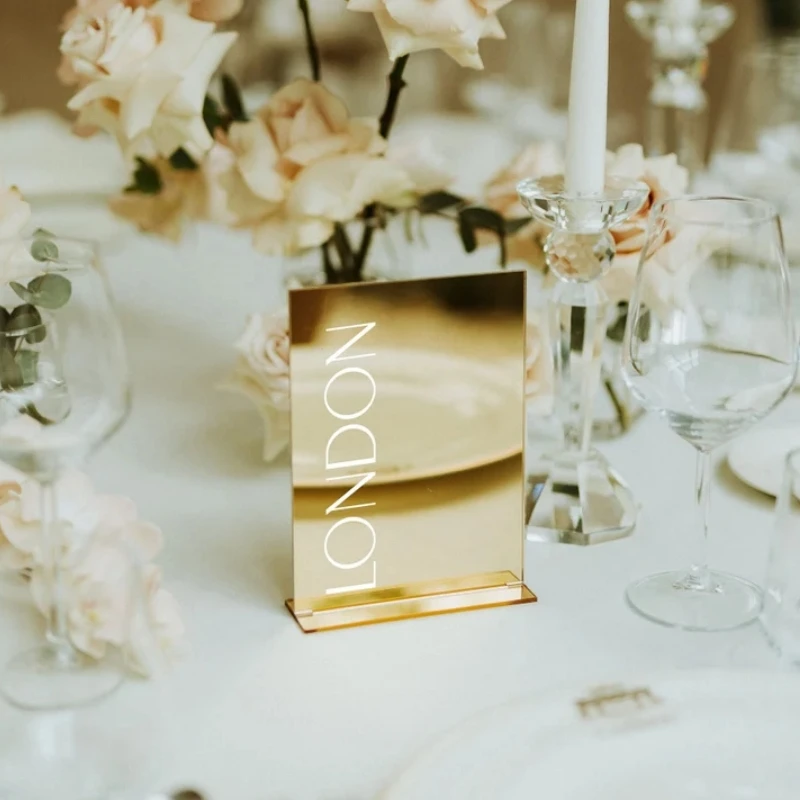 

Mirror gold wedding table numbers Table Numbers with Stands Wedding Reception Decor
