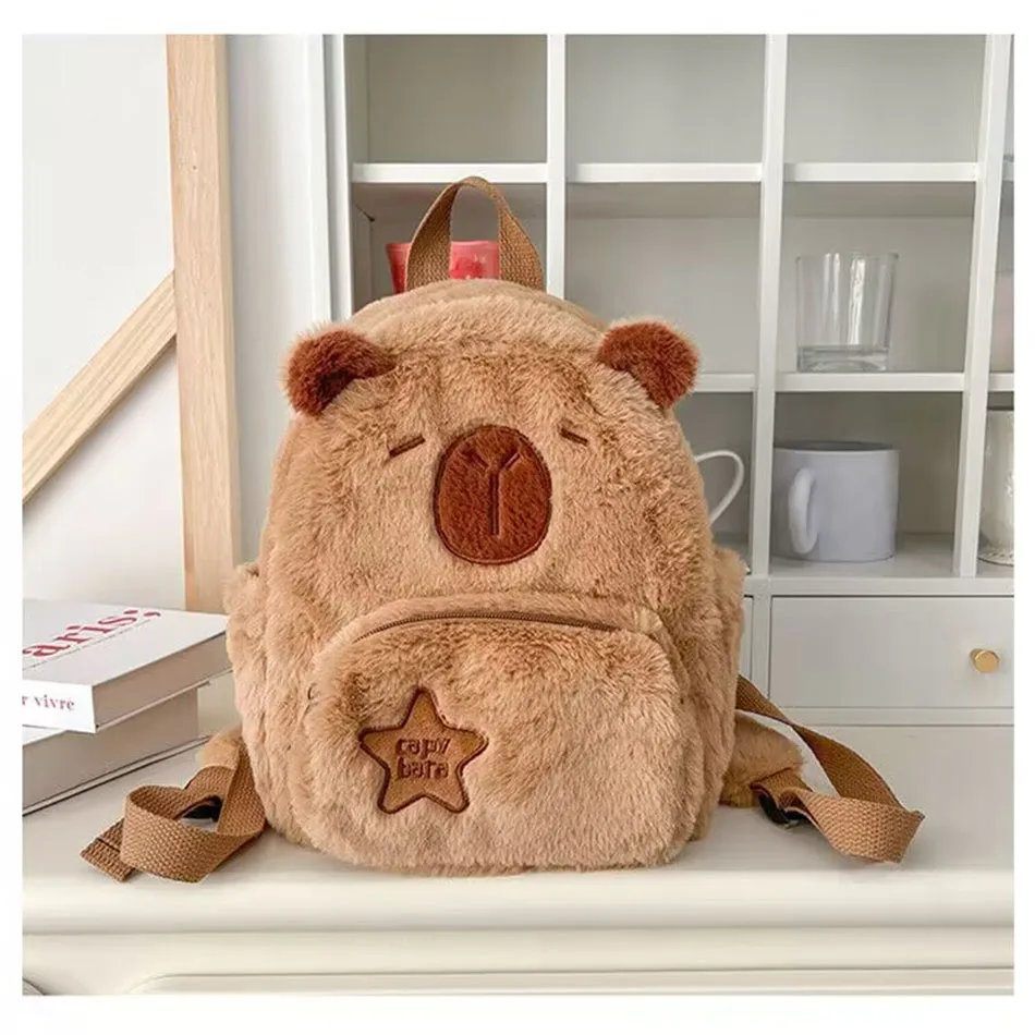 

Школьная сумка для студентов, плюшевая сумка capiбара, повседневная универсальная меховая сумка, вместительный рюкзак, школьная сумка, рюкзак