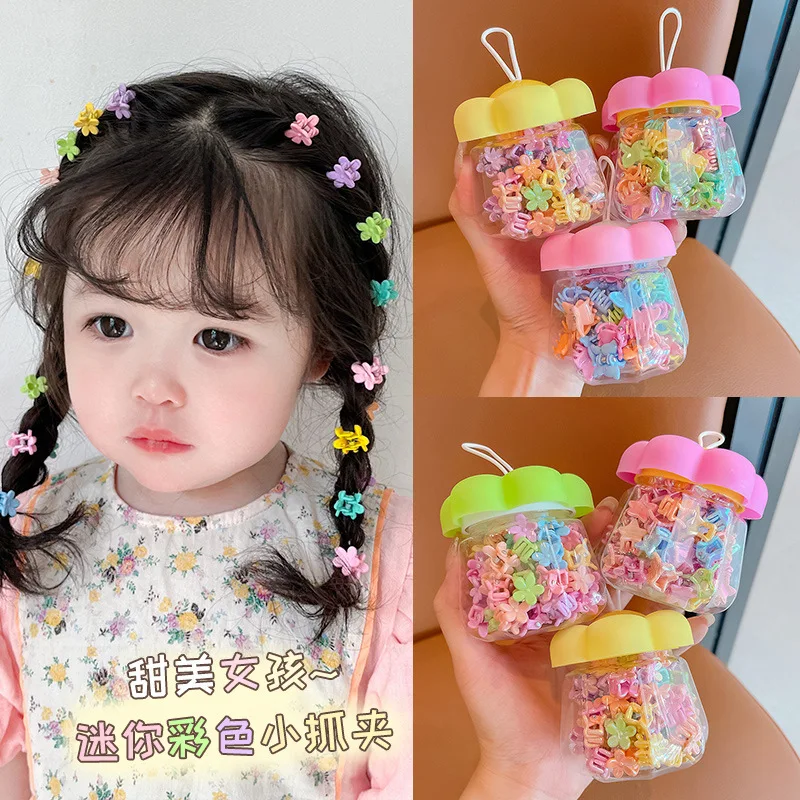 2026 New Korean Solid Flower Mini Hair Claws For Girls Kids Toddler Candy Color Star Butterfly Kids Hair Barrettes with Box Gift view 2