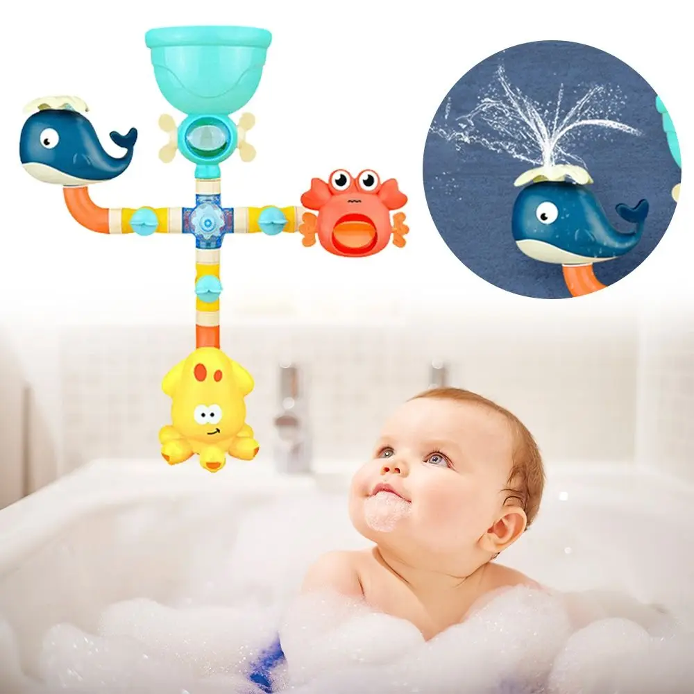 Design divertente Spin Water Sprinkler Giocattoli da bagno Gioco interattivo Giocattoli da bagno per animali Giocattoli colorati per parchi acquatici per bambini Piccoli