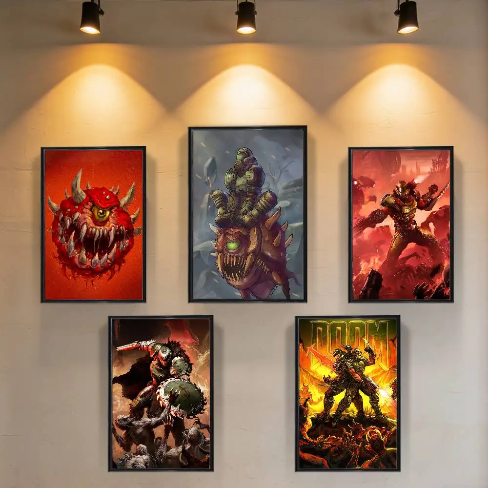 Q version cartoon Cacodemon DOOM Slayer Wall Art Anime Canvas Painting Poster For Living Room Decoration Picture Home Decor