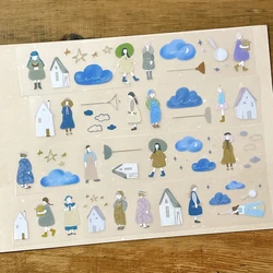 1 루프 63penhouse x Hairmo 빈티지 작은 행복 소녀 Washi 애완 동물 테이프 카드 만들기 DIY Scrapbooking 장식 스티커