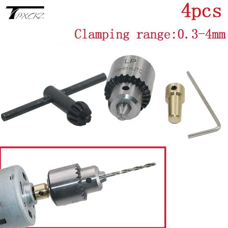 Motor Drill Chucks 0.3-4mm Taper Mounted Drill Chuck And Wrench With Chuck Key Brass Mini Electric Motor Drill Chucks Clamping