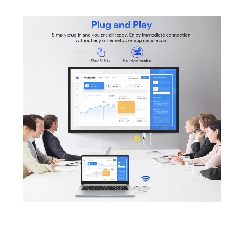 جهاز إرسال واستقبال لاسلكي HDMI 4K حقيقي، موسع HDMI لمشاهدة الأفلام من أجهزة الكمبيوتر المحمولة والكمبيوتر الشخصي وأجهزة عرض Mac إلى HDTV توصيل الكمبيوتر إلى التلفزيون