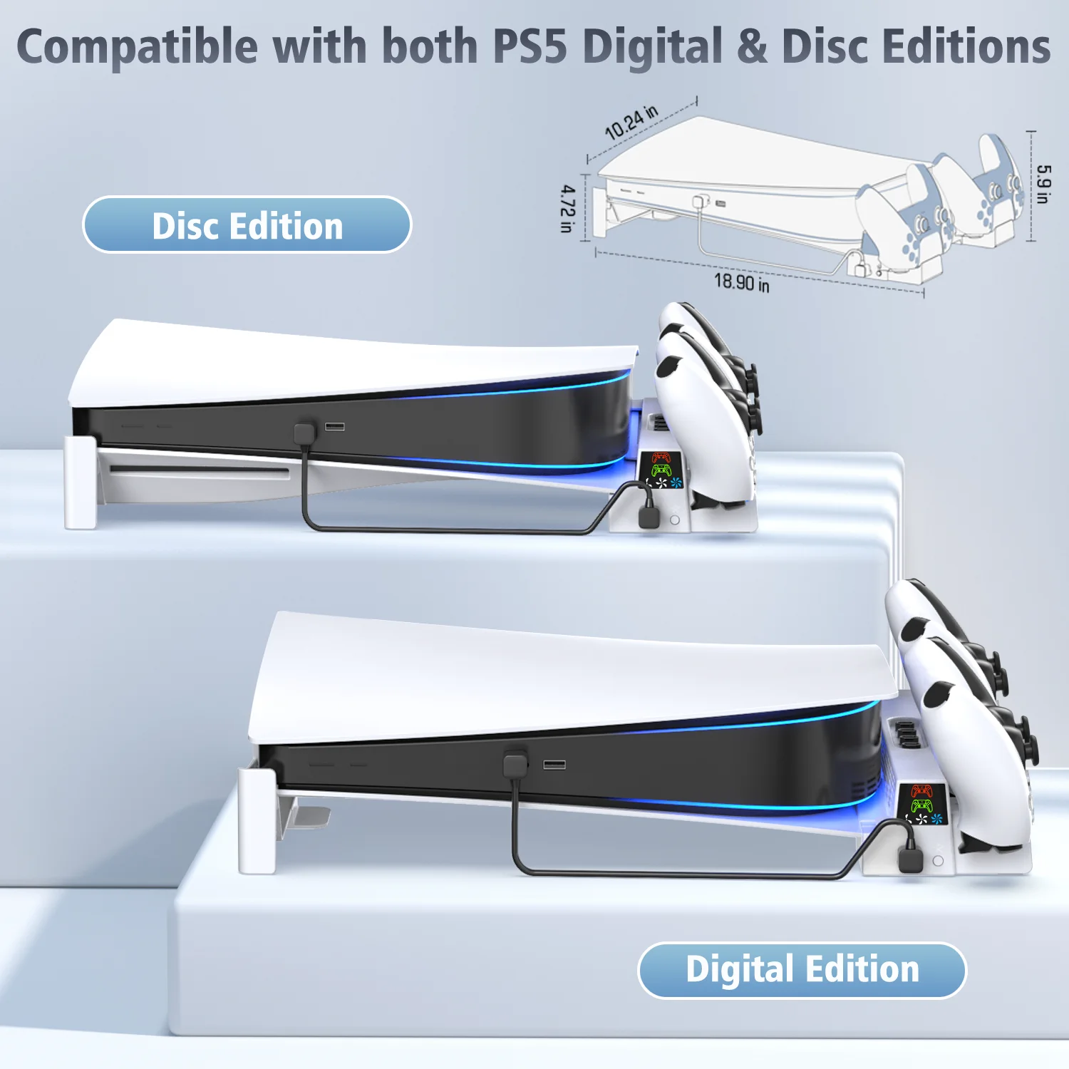 Oivo für ps5 Konsole horizontaler Kühl ständer ps5 Basis halter ps5 Controller Ladegerät für Playstation 5 Disc & Digital Editions