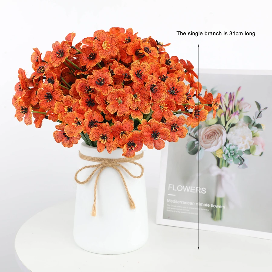 

10 Bundles Artificial Fall Plants Flowers Garden Decoration Plastic Bouquet Thanksgiving Christmas Wedding Home Decor Flowers