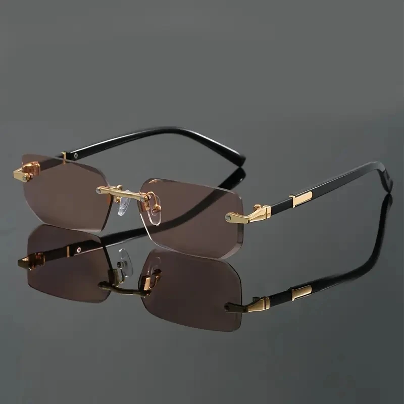5 قطعة نظارات بدون شفة مستطيل موضة شعبية النساء الرجال ظلال صغيرة مربع نظارات شمسية للإناث الذكور الصيف السفر Oculos #4