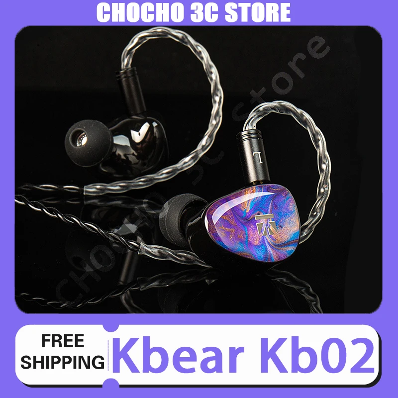 Kbear Kb02 Earphones In-Ear Bone Conduction Earphones Hifi Bass Monitor Double Moving Coil Wired Headphone Customize Gaming Gift