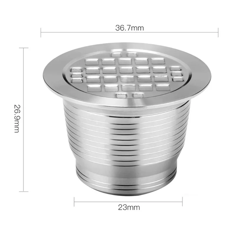 Recyclable refillable reusable shell, kitchen tool, stainless steel coffee capsule cup+spoon brush, sturdy and durable