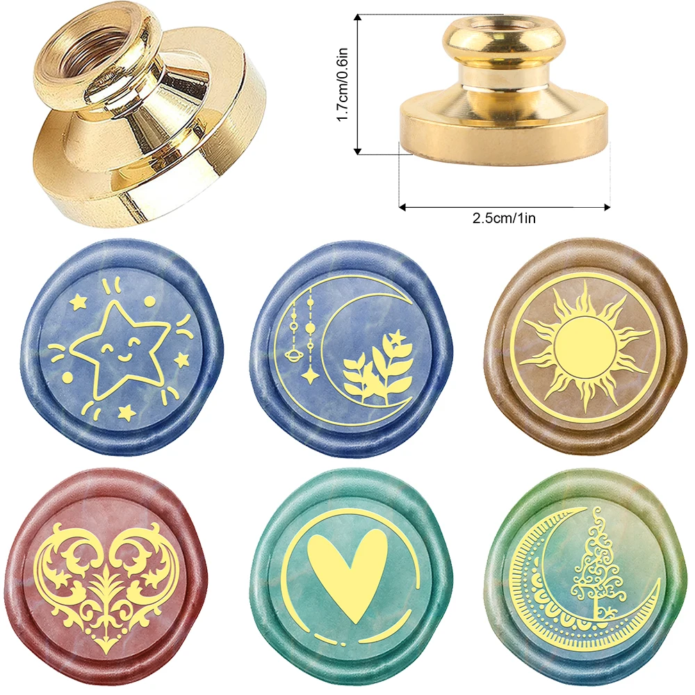 25mm Wachs siegel Stempel Mond Sonne Sterne Muster Ast Ast Blumen siegel für DIY Dekor Umschläge Einladungen Geschenk karten Notizbücher