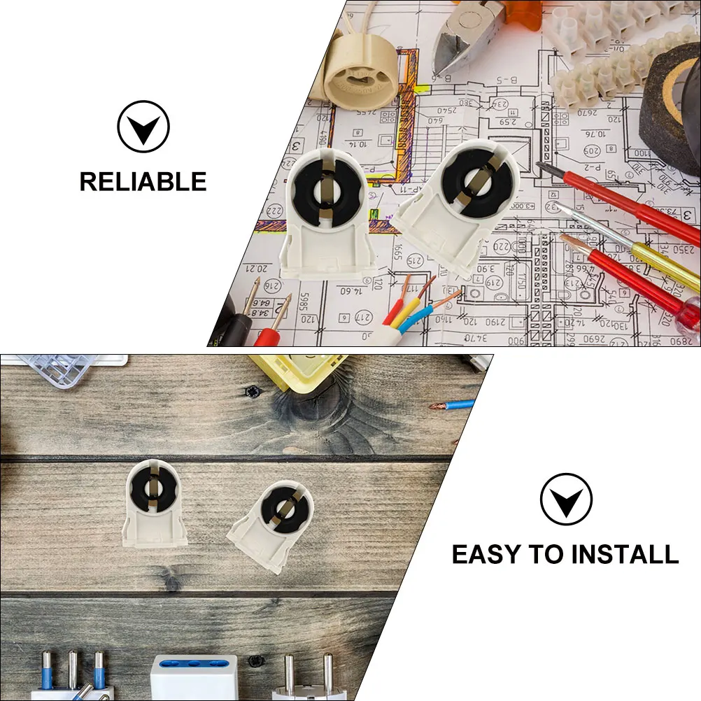 

30Pcs Fluorescent Lamp Socket Holders Non-Shunted ABS Material Long-Lasting Stable Lighting Lamp Socket Replacement